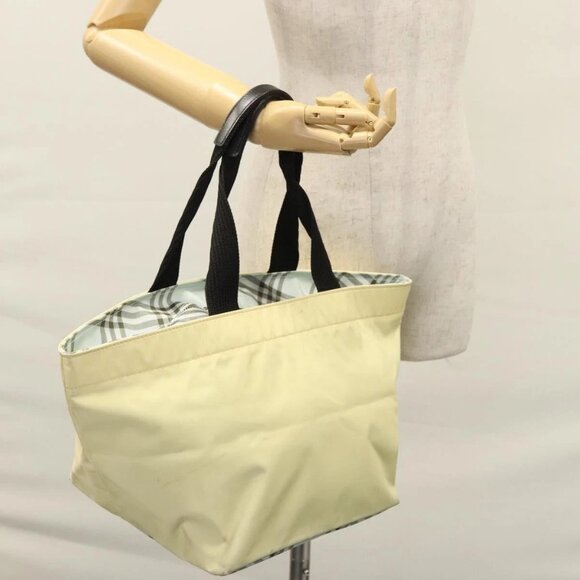 Burberrys Blue Label Tote Bag Nylon Yellow Auth ti2803 - Picture 1 of 15